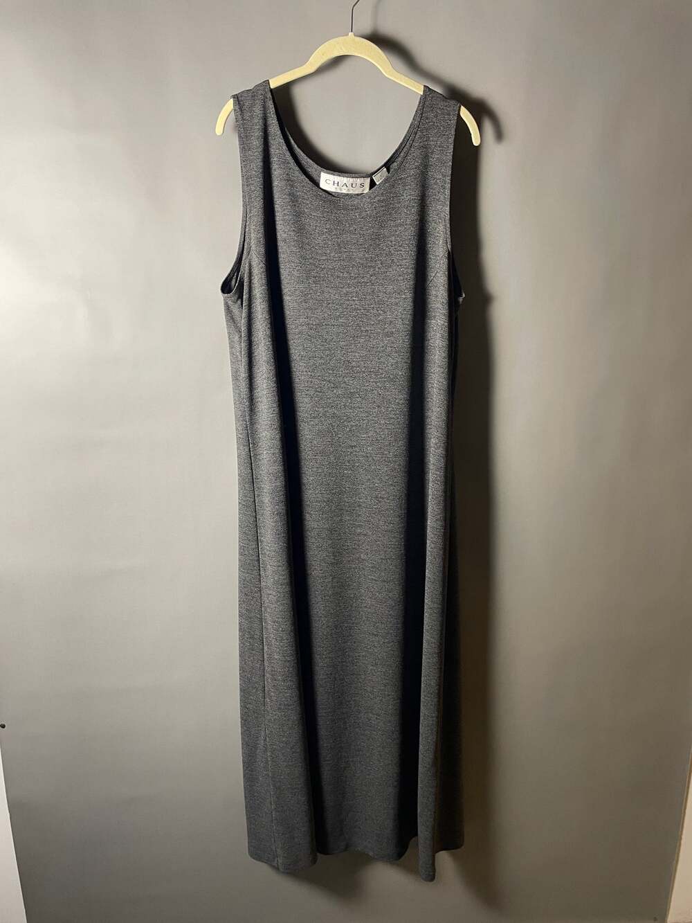 Chaus Woman Size 1 Gray Sleeveless Maxi Dress Stretch Knit